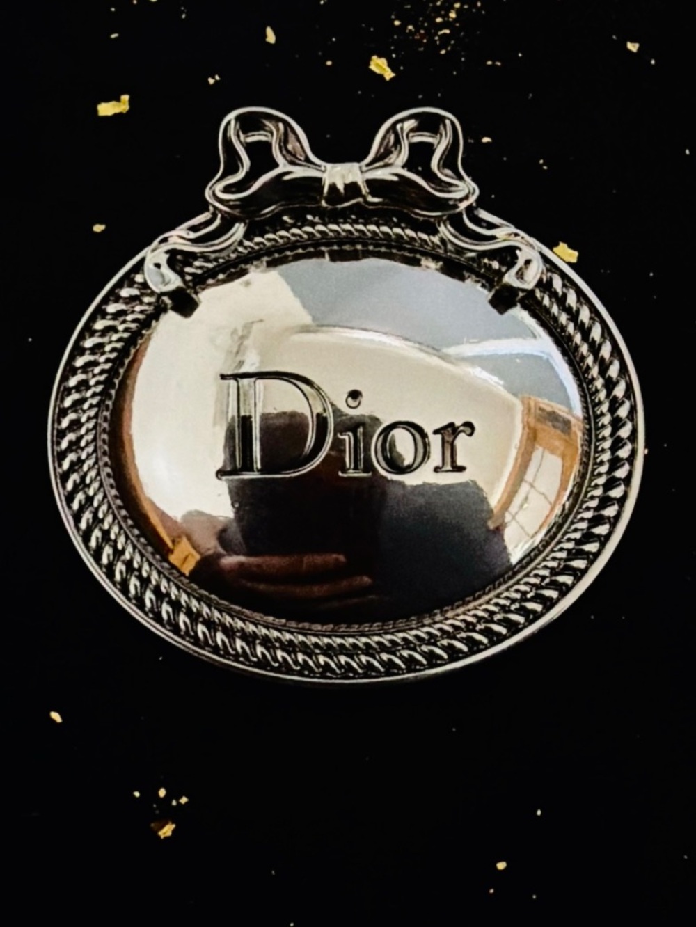 Dior. Medallion Bow Silver Tone Brooch